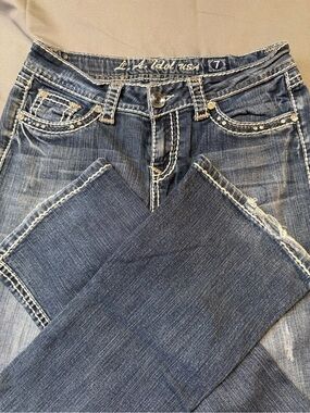 LA Idol USA Dark Blue Bootcut Jeans with Contrast Stitching